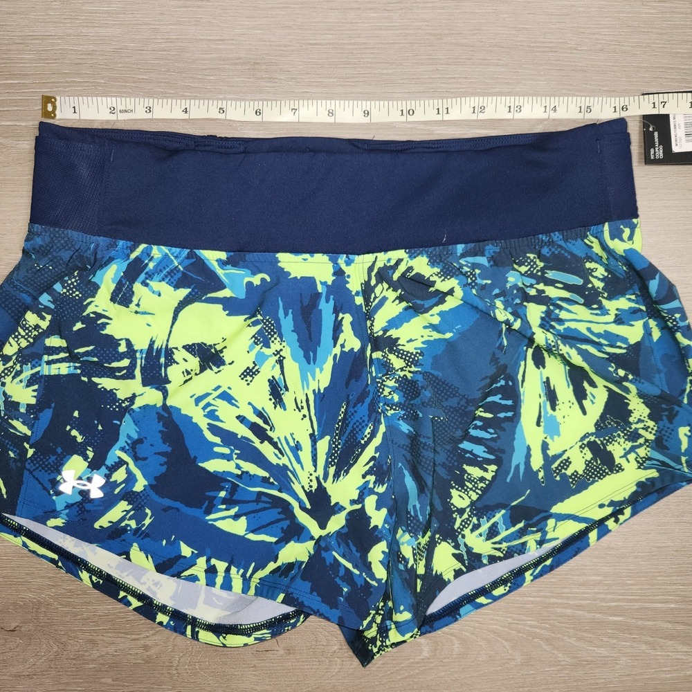 Under Armour Speed Pocket Running Shorts Fitted Lined Blue Green Women's L Nwt - Picture 4 of 12